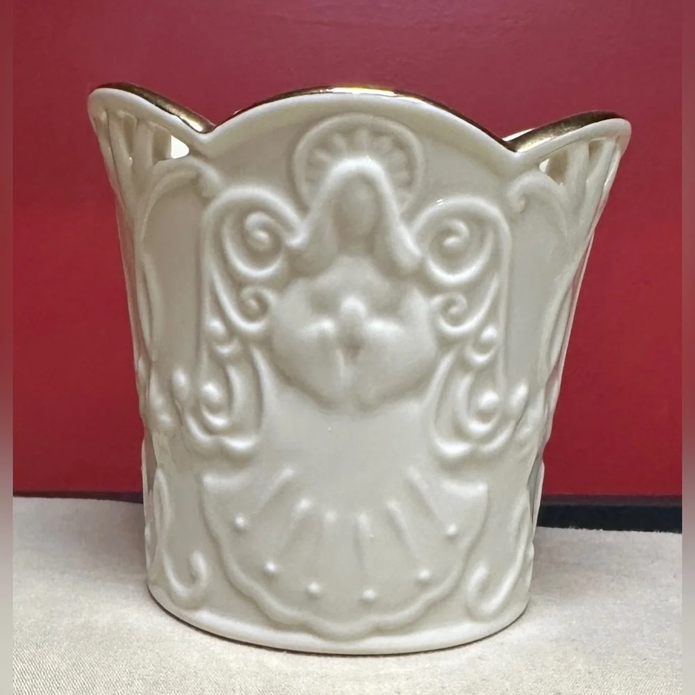 Lenox American by Design Merry Lights Porcelain Angel Votive with Gold Accents